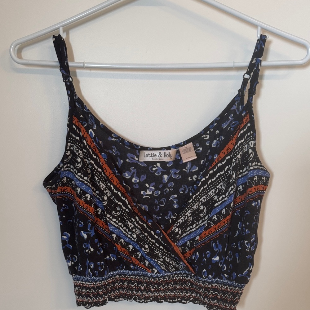 Lottie & Holly Black and Orange Patterned Tank Top